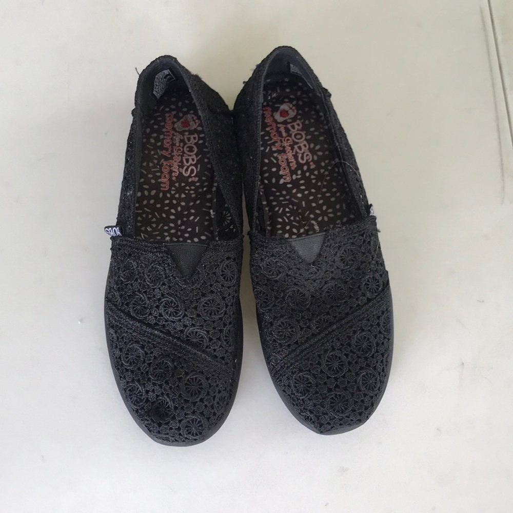 Black slip on Sketchers bobs